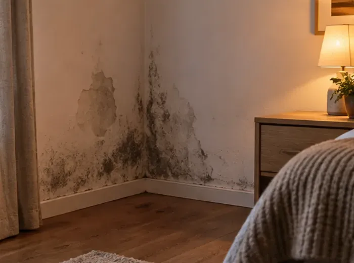 Dunkle Flecken in einer Ecke